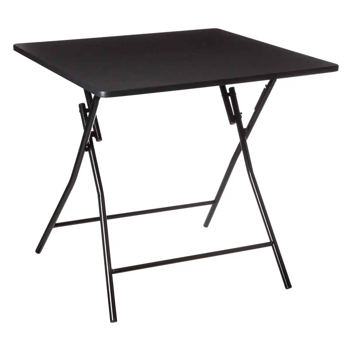 Table de terrasse pliante carre-80x80xh=76cm-base métal plateau en bois-noir