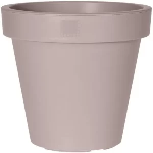 POT DE FLEUR EN PLASTIQUE-ROND-40X35CM-TAUPE