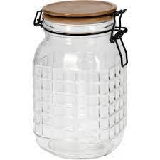Pot a provision en verre-1650ML-couvercle hermetique en bois