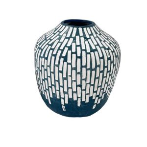 Vase-18x18x10cm-noir motif brique-blanc