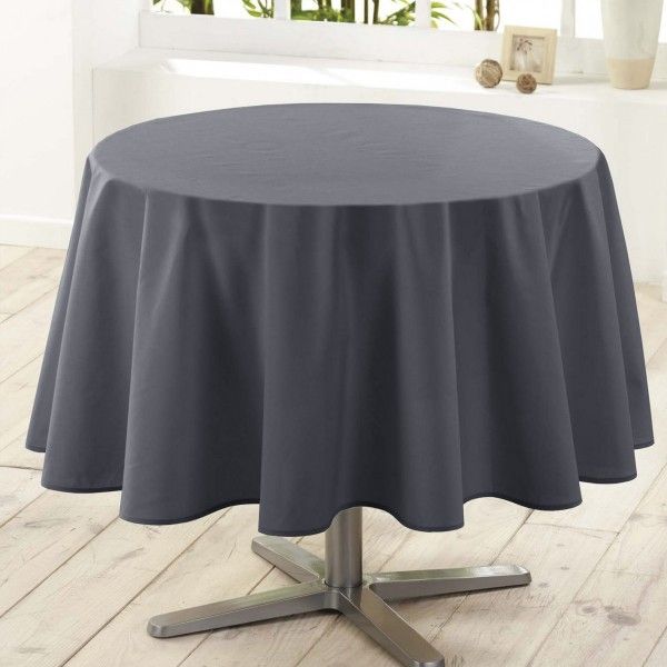 Nappe Ronde Antitache 180 Cm - Motif Persan Gris - Polyester - Paris Prix - Neuf