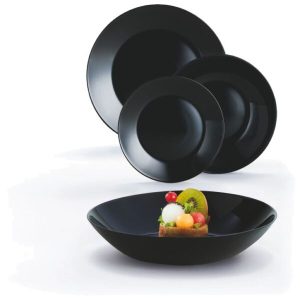 SERVICE DE TABLE-18PCS-LUMINARC ZELIE-NOIR