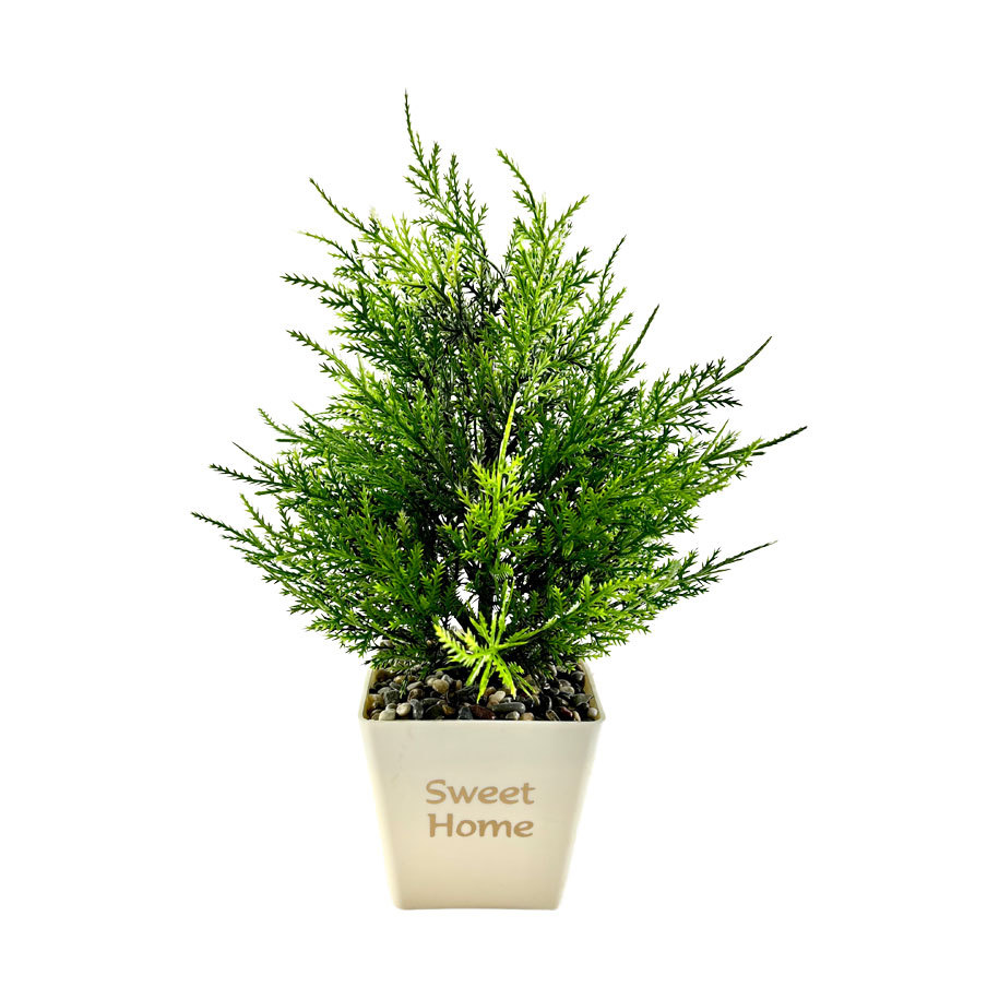Plante artificielle-18x35cm-vert dans pot sweet home asst - Image 3
