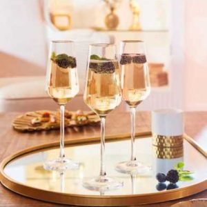 VERRE A PIED-CRISTAL D'ARQUES-4PCS-23CL-BORD OR