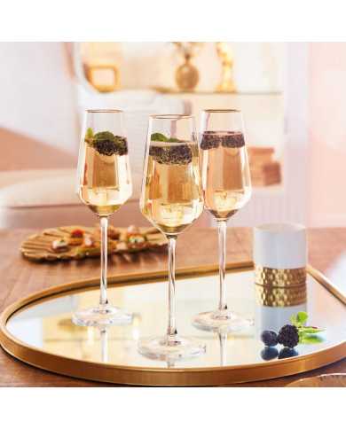 VERRE A PIED-CRISTAL D'ARQUES-4PCS-23CL-BORD OR