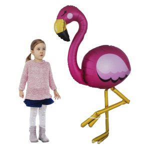 Ballon gonflable a hélium forme flamand rose-86x172cm