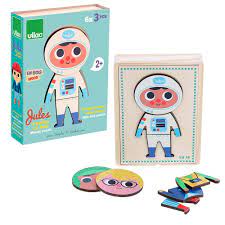 Puzzle-6x3pcs en bois jules moody puzzle+2ans