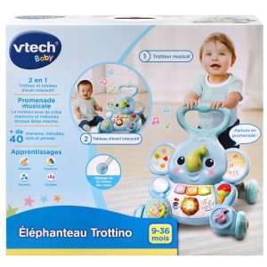 VTECH-ELEPHANTEAU TROTTINO-2EN1-BLEU+9MOIS
