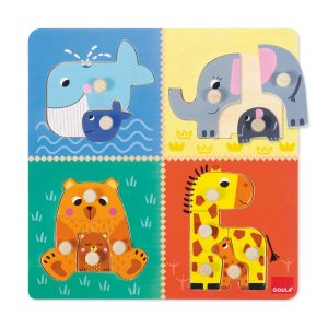 PUZZLE EN BOIS-4 ANIMAUX+2ANS-GOULA