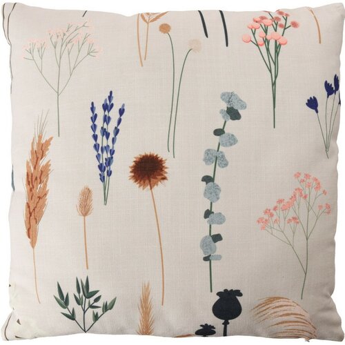 COUSSIN DECORATIF-45X45CM-ECRU-MOTIF FLEURS