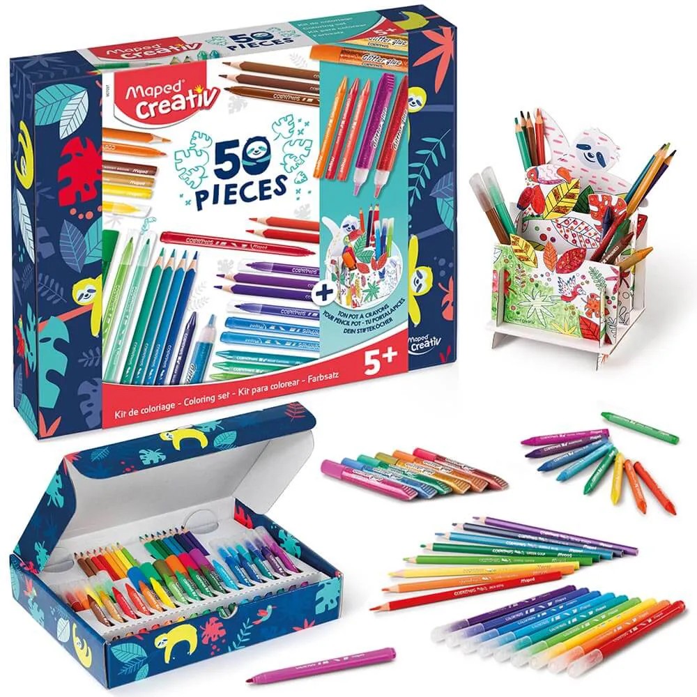 Kit de coloriage-50pcs+1pot a crayon a deorer+5ans – Orca