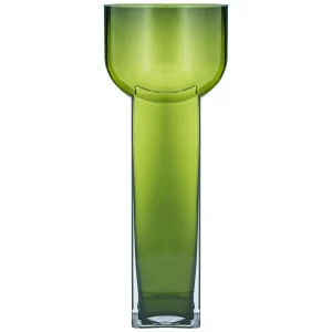 Vase en verre-13x13x35cm-carre olive-noir