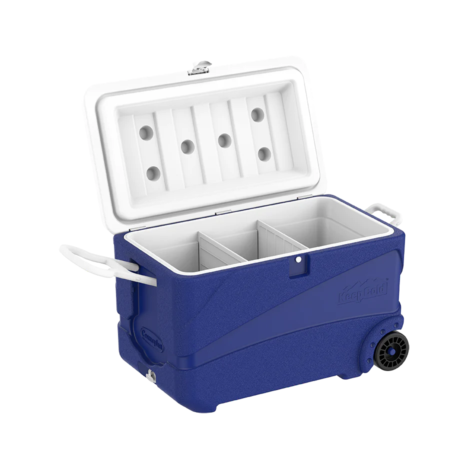 Glacière-84L-keepcold Deluxe trolley valve d'évacuation-bleu