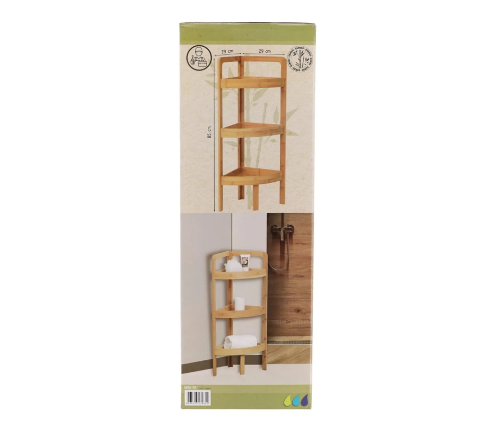 Etagere d'angle de sdb en bambou 3 etageres-85x29x29cm - Image 3