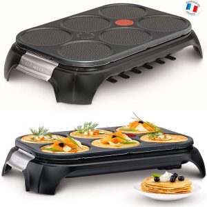 Crepiere electrique tefal crep'party en inox noir-6crepes-1000w