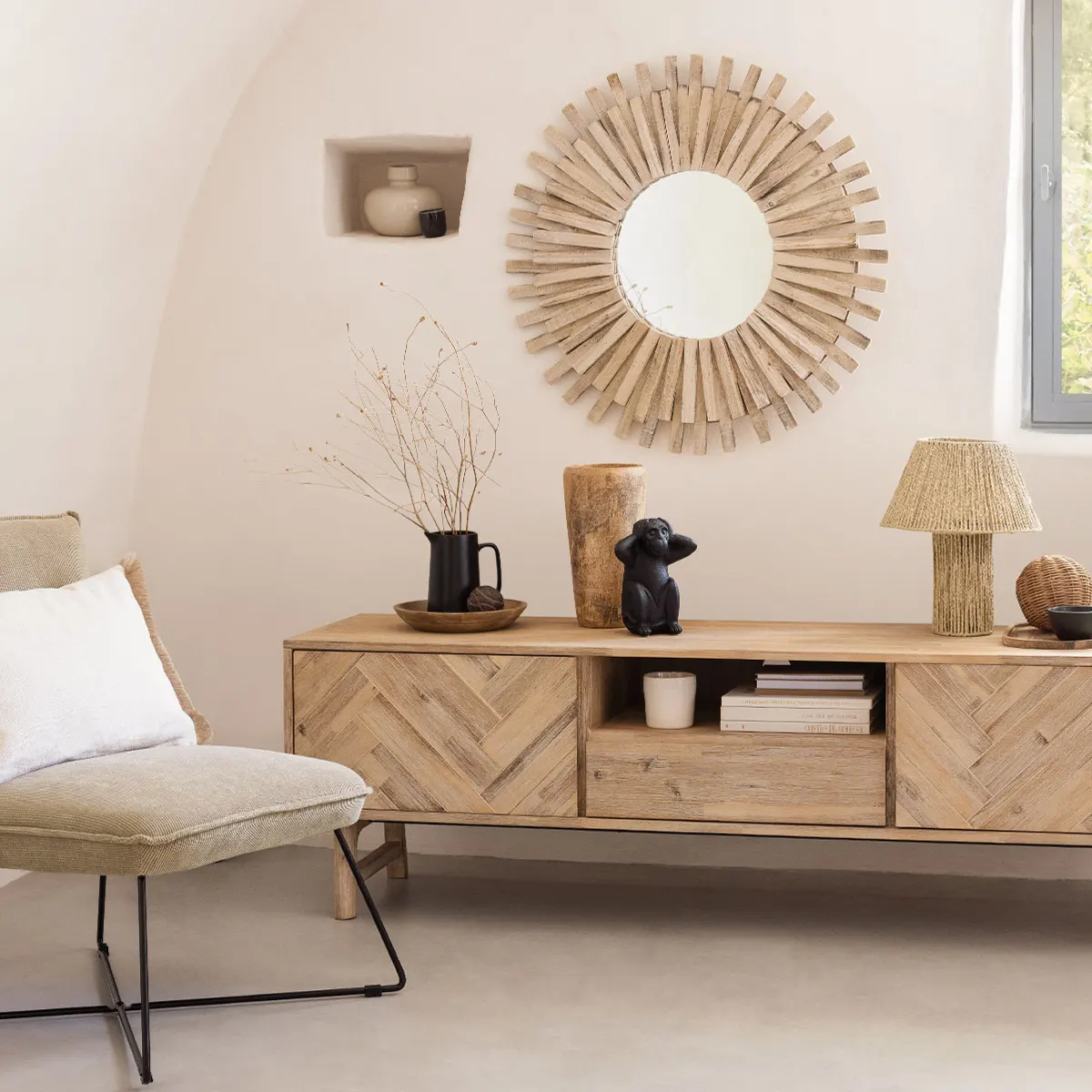 Miroir-87cm-cadre en bois flotte Manon - Image 6