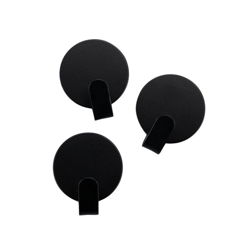 Crochet adhésif rond-37x30mm-x3pcs-noir