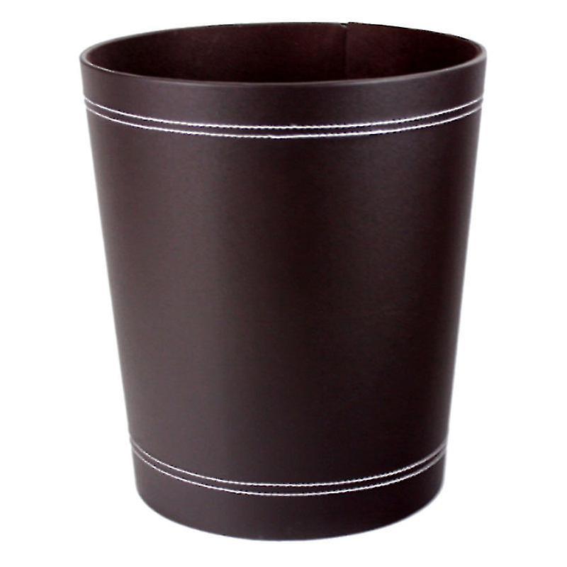 Poubelle de bureau en cuir-24,5x24,5x28cm-couleur-noir-marron – Image 3