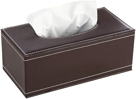 Boite a mouchoir en cuir-25x14x9,5cm-oir-marron-2 asst – Image 4