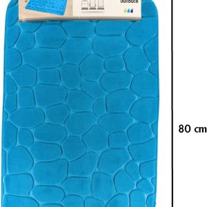 TAPIS DE SDB-50X80CM-EN MICROFIBRE-BLEU CANARD