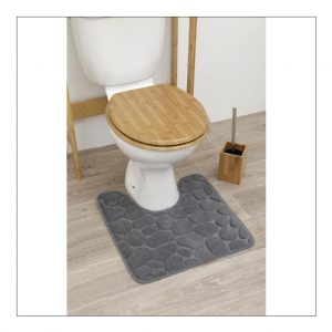 TAPIS CONTOUR WC-45X50CM-EN MICROFIBRE-GRIS FONCE