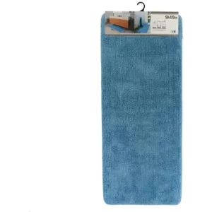 TAPIS DE SDB-50X120CM-EN MICROFIBRE DOUBLE-BLEU CANARD