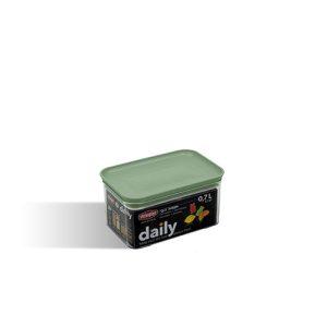 Pot a provision en plastique hermetique-0,7L-daily rect transparent-vert