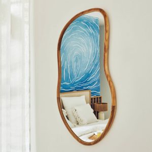 Miroir ovale-75x45cm-cadre en bois Livia naturel