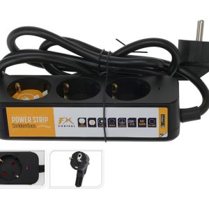 Rallonge multiprise 3 trous cable-140cm-noir