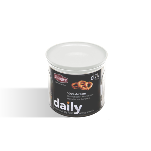 Pot a provision en plastique hermétique -0,7L-Daily rond transparent-blanc
