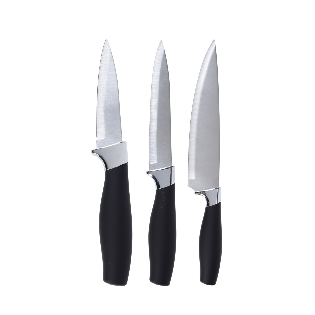 Couteau de cuisine x3pcs+planche en inox-noir