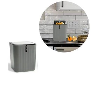 Poubelle de table en plastique-14x14x16,5cm-gris