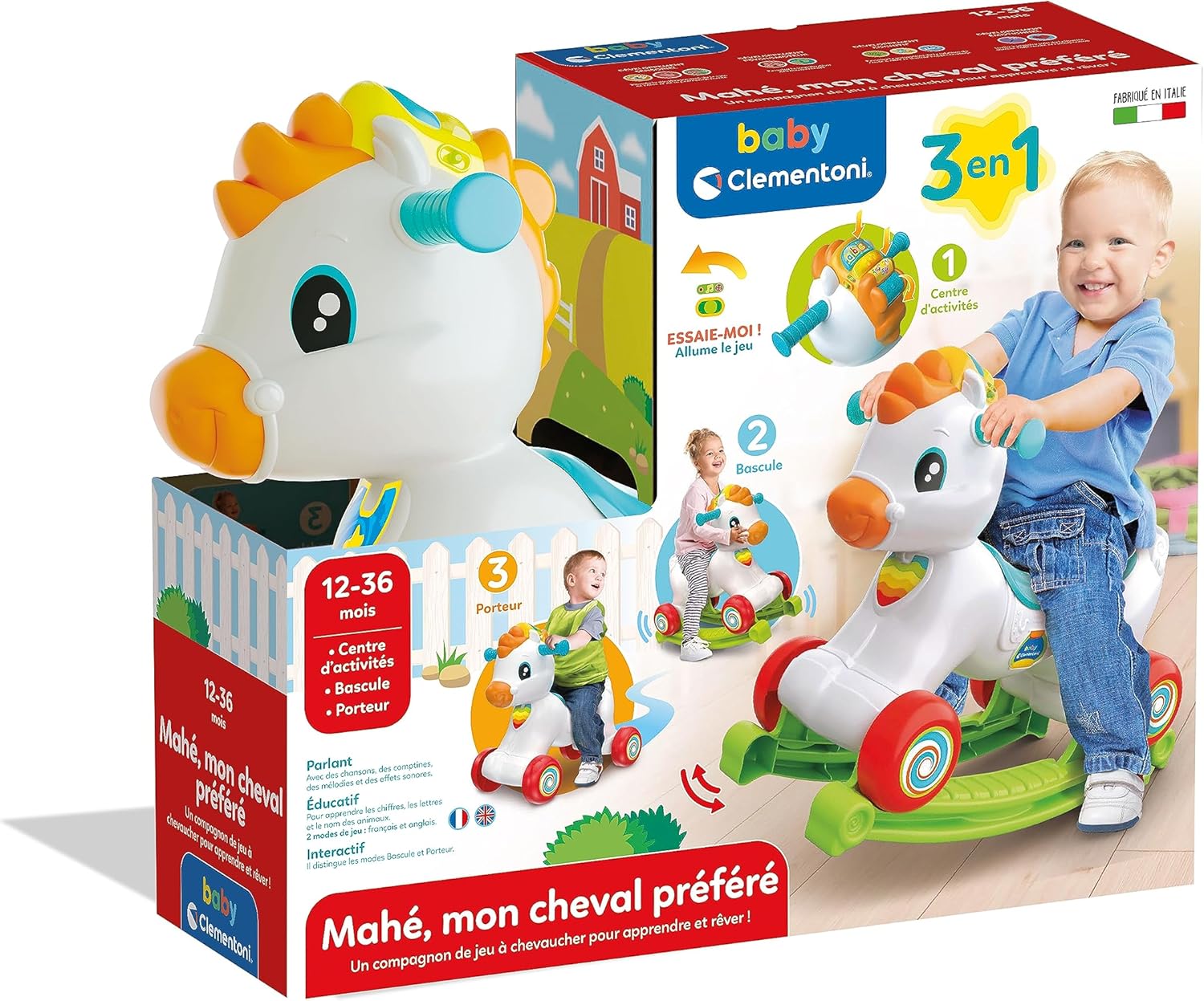 CLEMENTONI BABY TROTTEUR-MAHE MON CHEVAL-3EN1+12MOIS