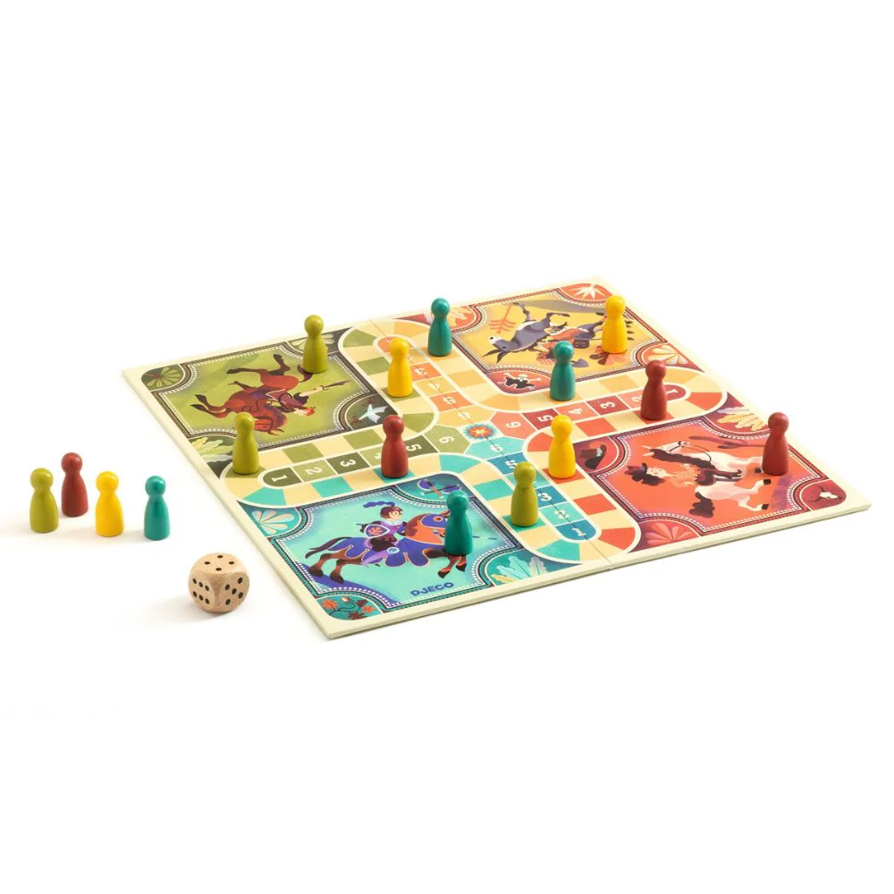 JEU DE SOCIETE-PETITS CHEVAUX LUDO-2-4JOUEURS+5ANS-DJECO – Image 2