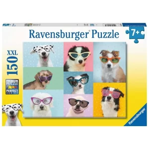 Puzzle-150pcs-photo de chien avec lunettes