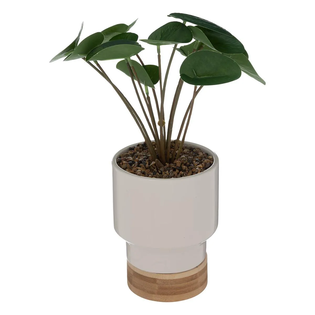 PLANTES ARTIFICIELLES-26CM-POT CERAMIQUE-BOIS-BEIGE