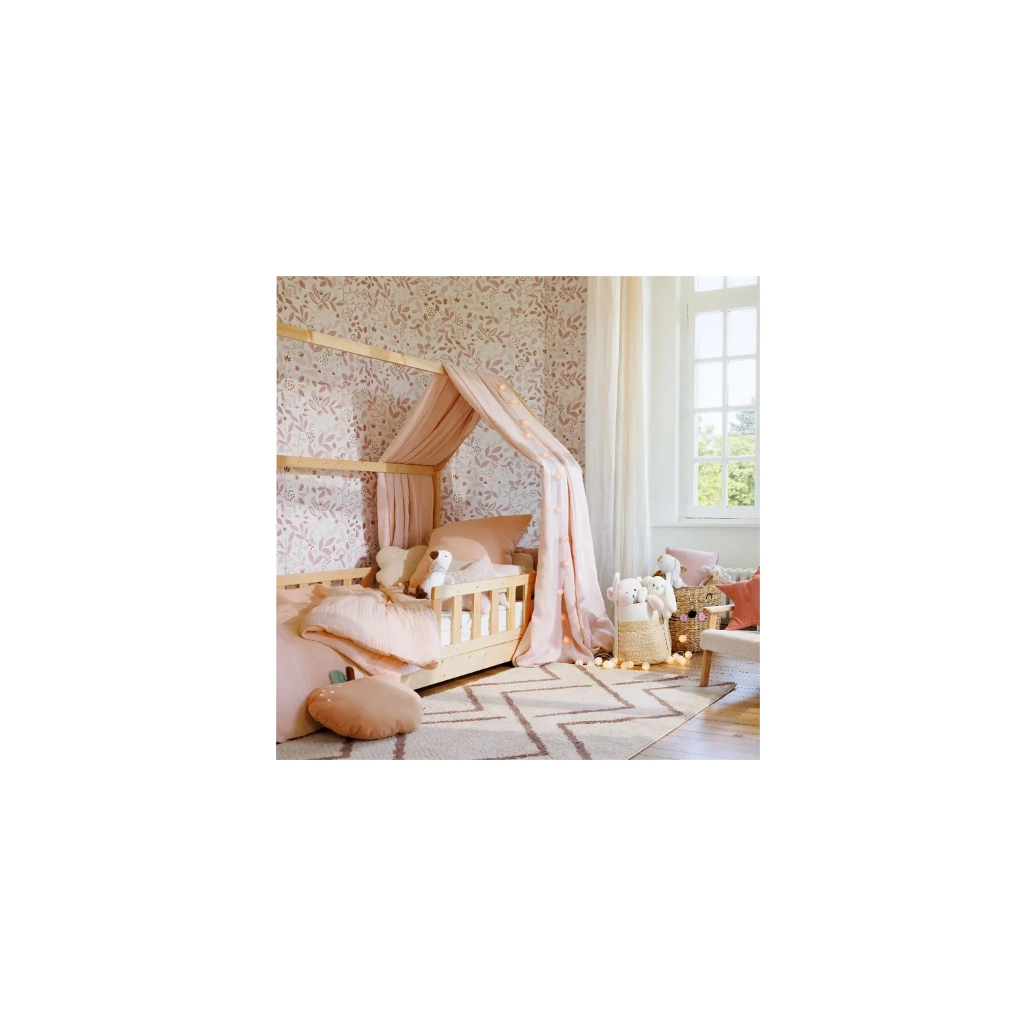 Parure de lit-2pcs-HC : 200x140/1taies-63x63cm-coton kid's rose – Image 2