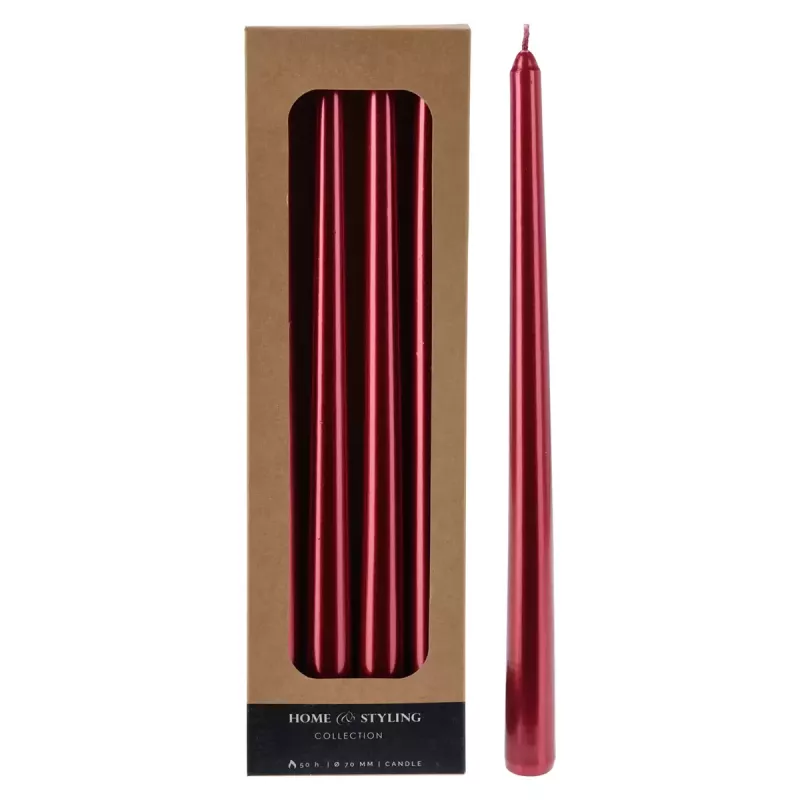 BOUGIE DE TABLE-30CM-4PCS-ROUGE