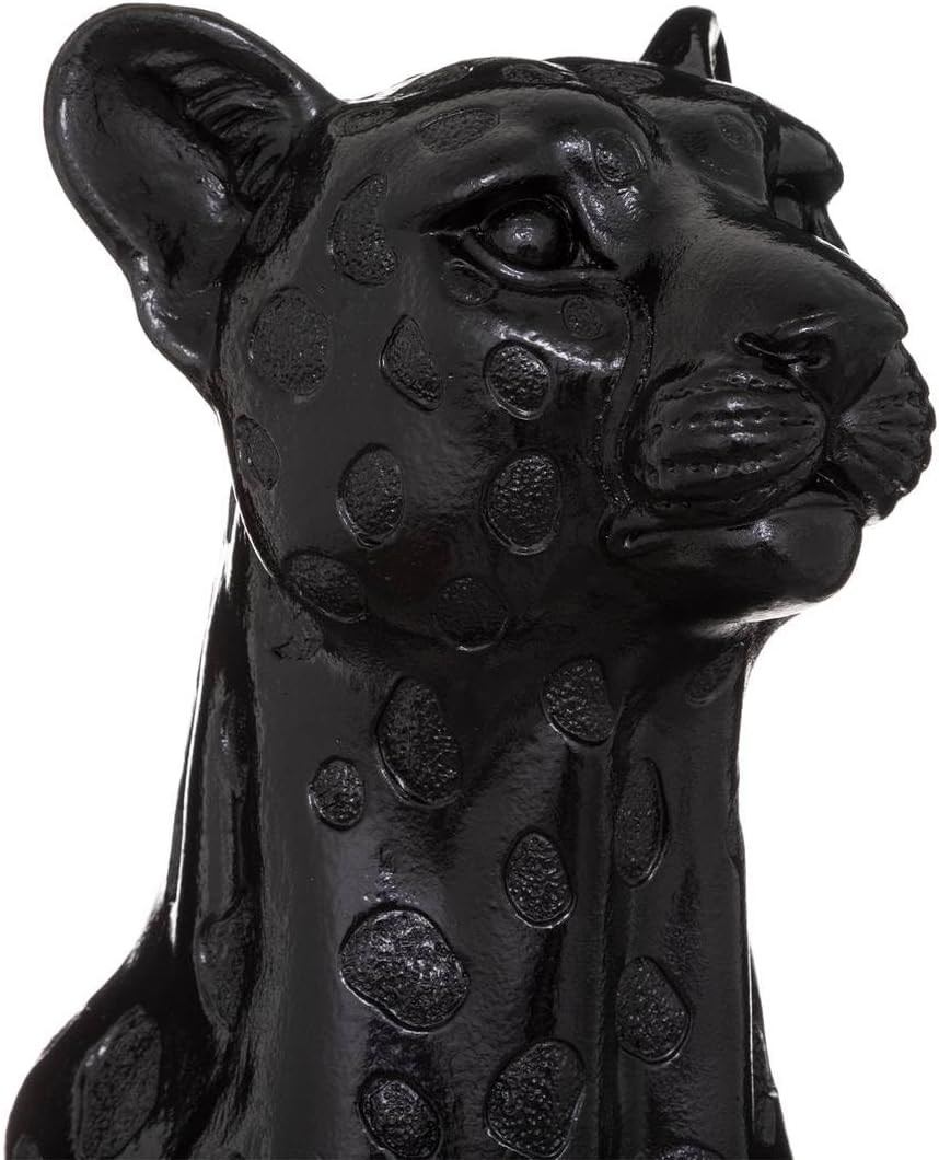 LEOPARD DECORATIF EN RESINE-90CM-NOIR - Image 2