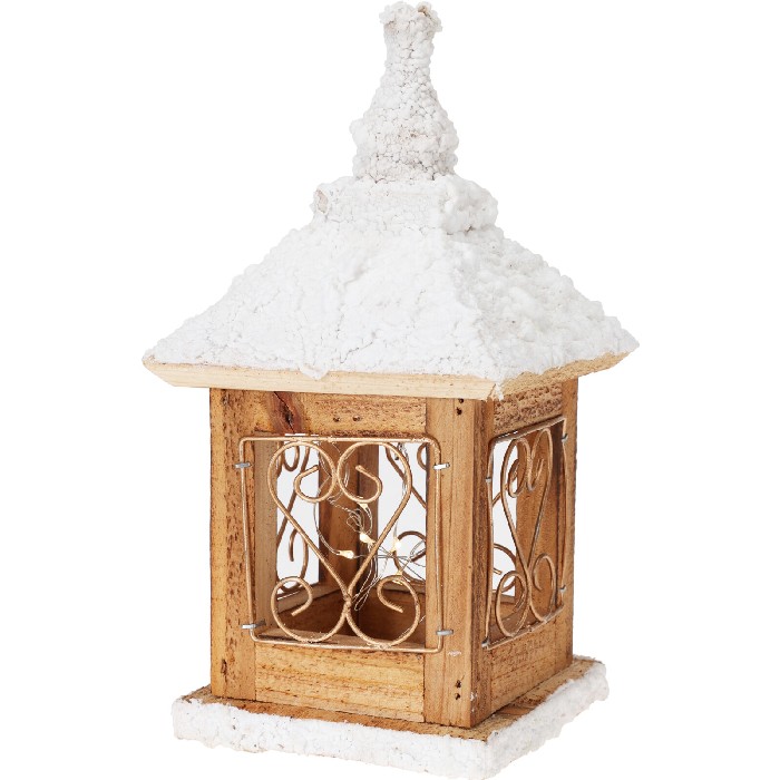LANTERNE LUMINEUSE A LED-11X21CM-MARRON GIVRE