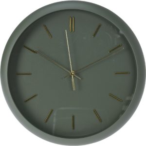 HORLOGE MURALE RONDE-EN PLASTIQUE-CHIFFRES DORE-ASST