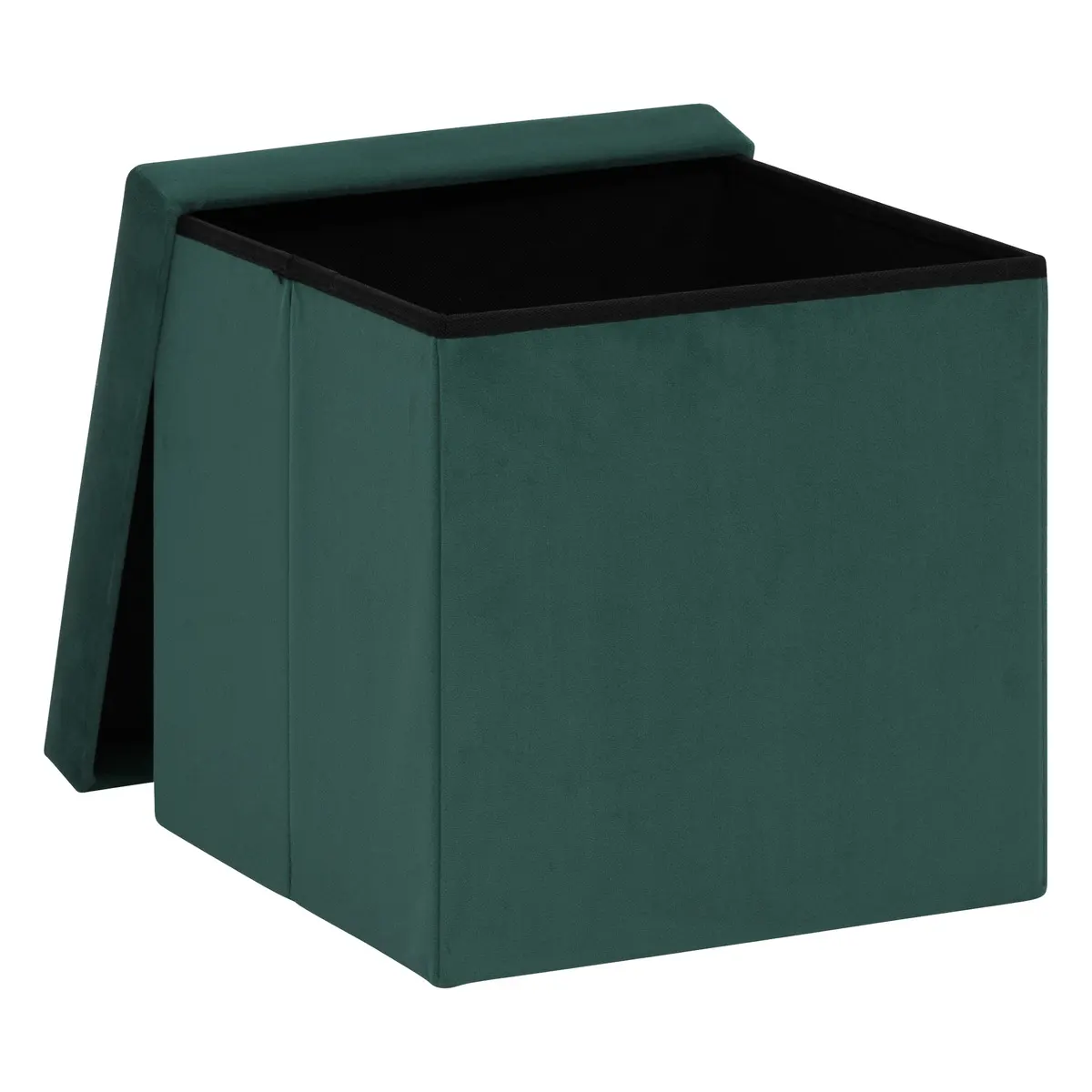 POUF PLIABLE COFFRE DE RANGEMENT-CARRE 38X38CM-VERT UNI – Image 2