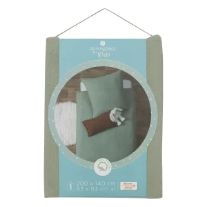 Parure de lit-2pcs-hc: 200x140cm/1 taie 63x63cm-coton kid's vert