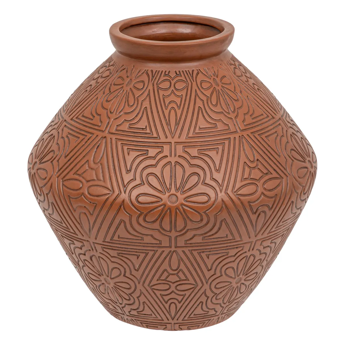 JARRE EN CERAMIQUE-35X34CM-TERRACOTA AVEC MOTIF VASWAZA