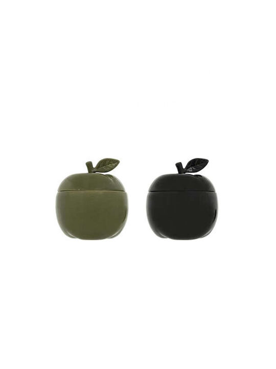 Centre de table en ceramique forme pomme-17,5cm-vert/noir asst
