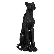 LEOPARD DECORATIF EN RESINE-90CM-NOIR