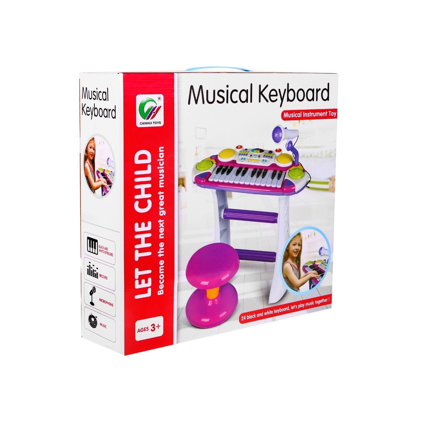 Piano electrique 24 touches+micro et tabouret-vert-bleu - Image 4