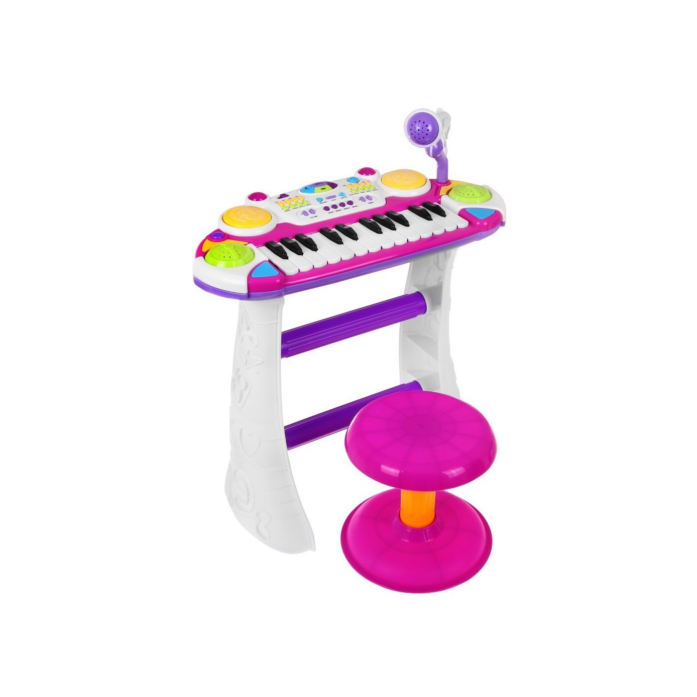 Piano electrique 24 touches+micro et tabouret-vert-bleu