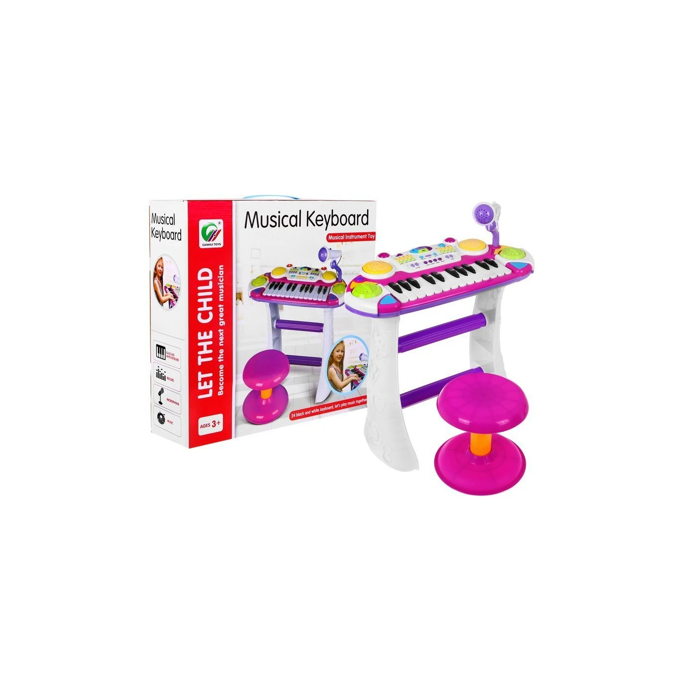 Piano electrique 24 touches+micro et tabouret-vert-bleu - Image 2