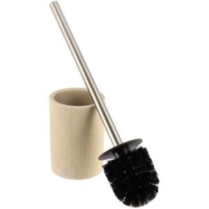 BROSSE WC+SOCLE EN POLYRESINE-MANCHE EN INOX-STRIE-NATUREL